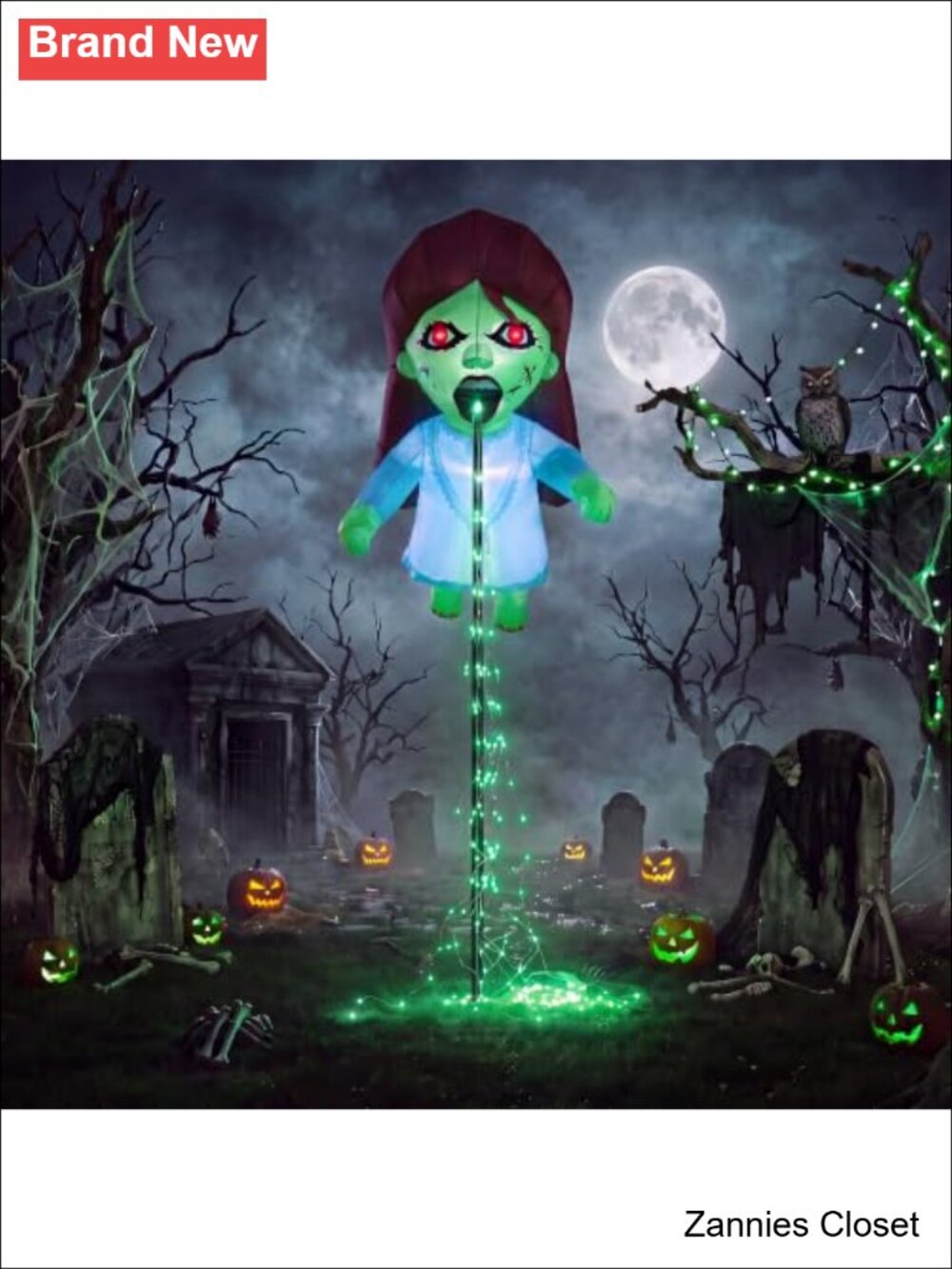👻 12.8 FT Halloween Inflatable Floating Ghost Doll Yard Decoration LED